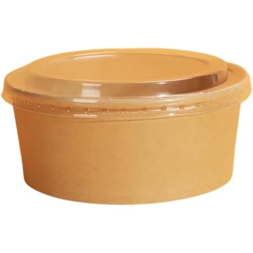 使い捨てボウル JQEJDKE 100/300 個 使い捨て弁当箱 蓋付き ペーパーボウル クラフト紙ボウル 電子レンジ対応 bbq 業務用 バーベキュー (100個,1500ml)