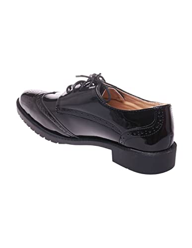 Primtex Derbies Vernies élégantes Femme Semelle Cuir à Talon carré