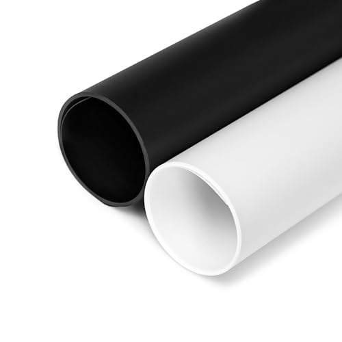 DUCLUS 2 Pcs de Fondos para Fotografia de 93,5 x 48,5 cm, Máter Blanco y Negro, PP Impermeable, Fondo Fotografia de Productos de Alimentos, Joyería y Cosméticos