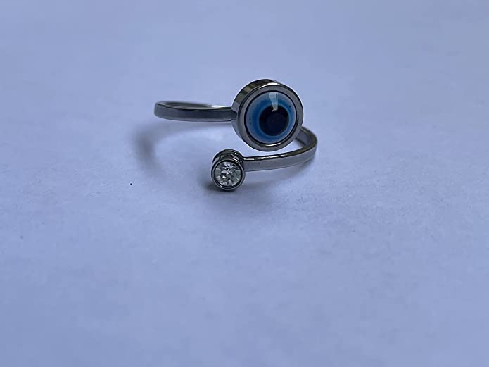 Image of Unisex Adjustable Finer Rings For Girls women Stainless Steel Plated Brass Evil Eye Finger Ring pack of 1