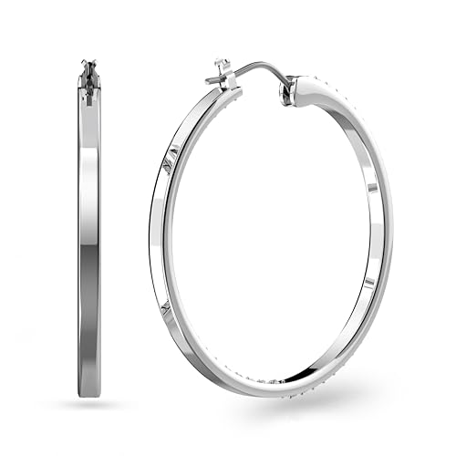 Swarovski Sommerset hoop earrings, clear, Rhodium finish2