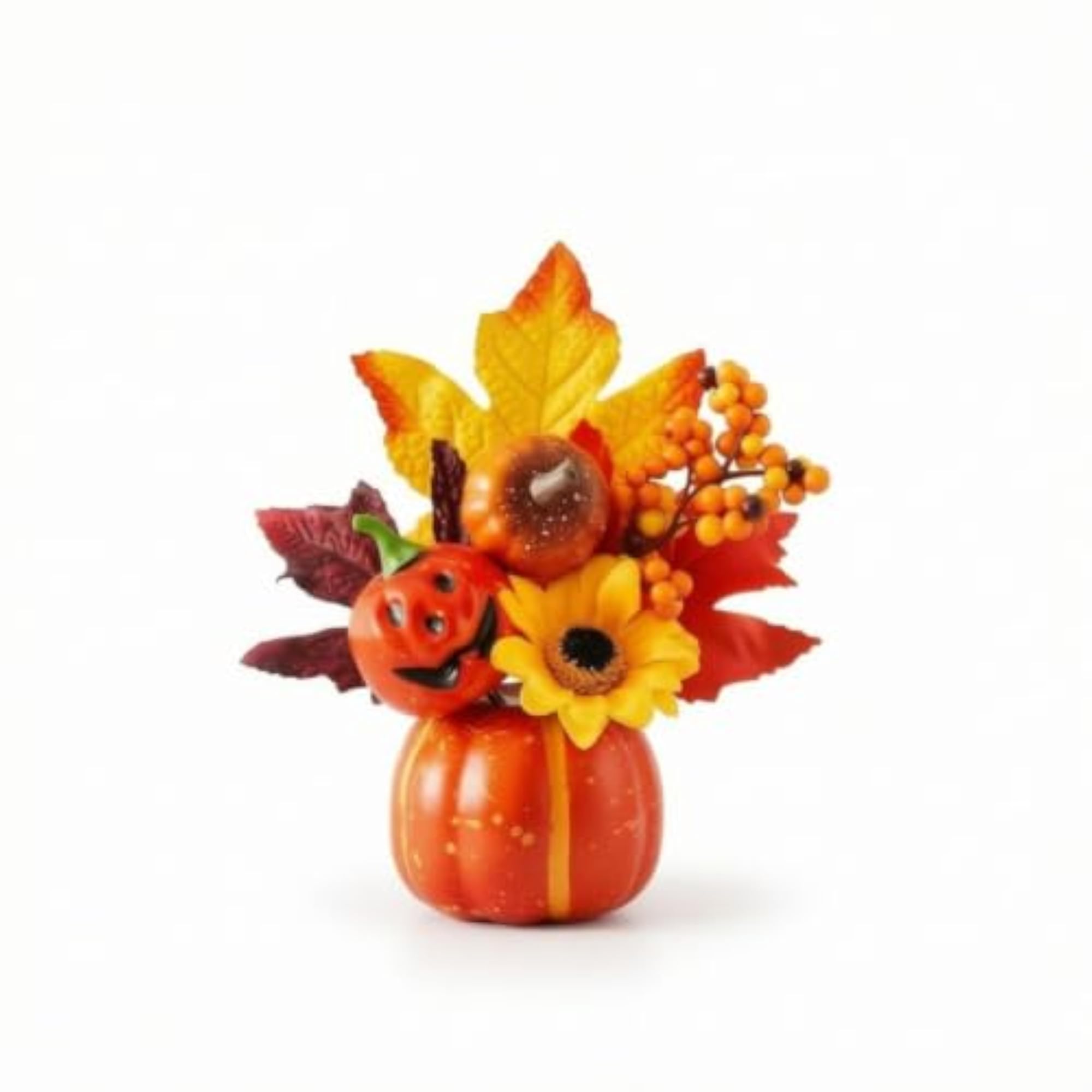 Autumnal Pumpkin with Fruit Cluster Sprays Decorative Fall Centerpiece