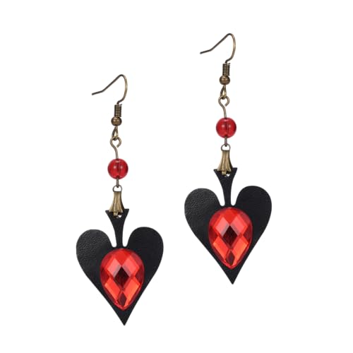 RareLove Vintage Lolita Red Rhinestone Heart Dangle Earrings - Main Image