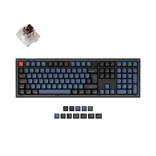 Image of Keychron V6 ISO-UK-Layout Wired Custom Mechanical Keyboard Knob Version, Full-Size QMK /VIA Programmable, Hot-swappable K Pro Brown Switch, for Mac Windows Linux (Frosted Black-Translucent)