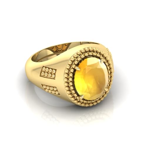 Bague saphir jaune naturel non chauffé plaqué or mixte