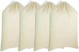 Urban Villa - 4 Pack Extra Large Canvas Heavy Duty Laundry Bags Natural Cotton -Multi Use- Size -71X91 CMS