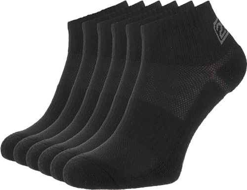 281Z Running Cushion Ankle Low Cut Socks - Cushioned Sole - Moisture Wicking - Odor Resistant - Athletic Hiking Sport Workout (Black)(Medium 6 Pairs)