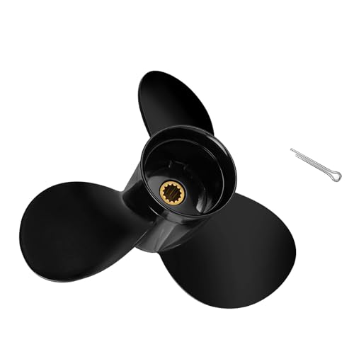 PWCMAN Outboard Propeller 9 1/4x10 Pitch 13 Spline Tooth Compatible with BRP, Johnson, Evinrude, OMC Outboards 8hp 9.5hp 9.9hp 15hp, 3 Blade RH, Aluminum, Replace for OEM 778772, 2-1/2' Gearcase