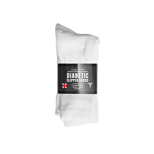 Personal Touch Diabetic Socks Unisex- Non Skid Hospital Loose Fitting Slipper Socks With Gripper Bottoms - 3 Pack Savings - Gripper socks (White, 13-15)