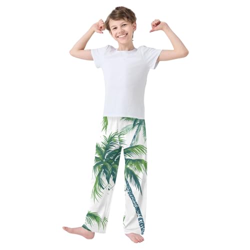 ZZXXB Palm Trees Boys Long Pants Soft Trousers Elastic Waist Kids Lounge Bottoms with Pockets S-XL3