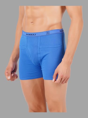 Image of RAMRAJ COTTON Men Cotton Trunks - Multicolor| Outer Elastic Waistband With Double Side Pockets