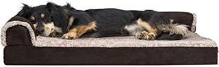 Furhaven Pet Dog Bed | Deluxe Orthopedic Two-Tone Plush Faux Fur & Suede