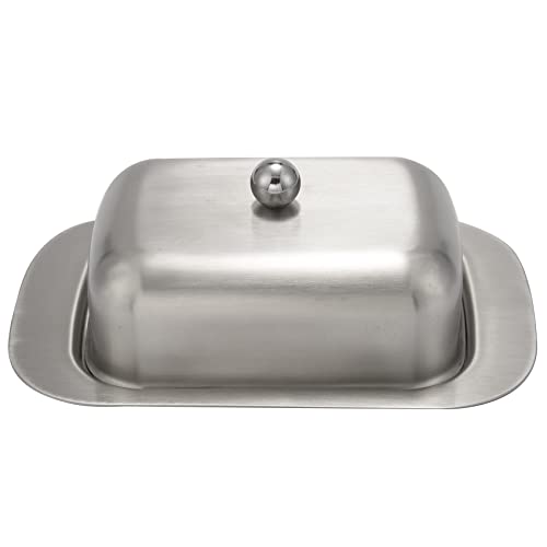 Lonrtesw Caja De De Mantequilla De Acero Inoxidable Envase Elegante Almacenamiento del Servidor De Queso Guardián Bandeja con Tapa Fácil De Sostener