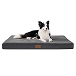 Bedsure Extra Large Dog Bed Washable - Orthopedic Dog Bed and Mattress Mat for Dog Crate with Removable Plush Sherpa Cover, Grey, 112x81x7.6cm