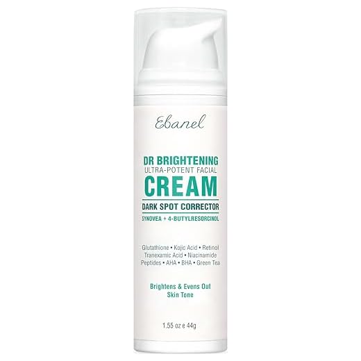 Ebanel Dark Spot Remover for Face Peel Skin Brightening Cream Melasma Hyperpigmentation Treatment Sun Spot Age Spot Freckle Remover Fade Cream, Synovea, 4-Butylresorcinol, Niacinamide, Glutathione