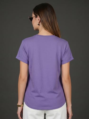 Image of JUNEBERRY Pure 100% Cotton Oversized Loose Fit Drop Shoulder Round Neck Boyfriend Fit Solid Half Sleeves T-Shirt for Women & Girls (Sizes: S to 2XL)