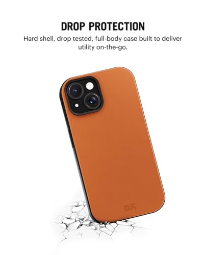Image of DailyObjects Leatherite Case for iPhone 15 Plus Compatible with MagSafe Wireless Charging | Tan-Grey Hybrid Magnetic Back Cover