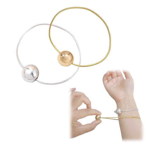 2 Pack Skin Picking Fidget Ring, Stretchable Sensory Toy with Movable Balls for Trichotillomania Hair Pulling
