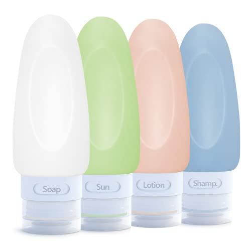 Image of Dot&Dot Leak Proof Travel Bottles - Tubes for Liquid TSA Approved 2oz Silicone Toiletries Travel Shampoo & Conditioner Containers with Labels