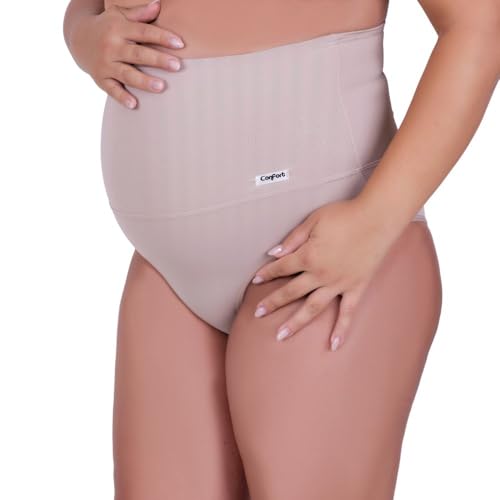 Calcinha Gestante Cinta de Poliamida Cós Alto Modeladora Betina (BR, Alfa, GG, Regular, BEGE)