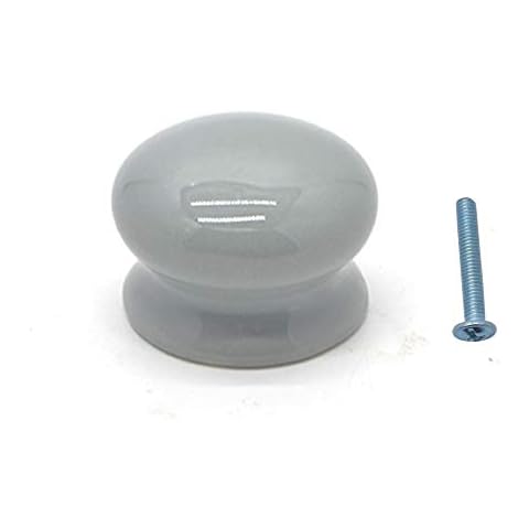 JOYFULBID Porcelain Ceramic Kitchen Cupboard Door Handle Knobs with Screws 10 X 35mm (Grey) Cover
