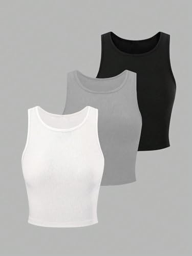 Image of Toochki Tops for Women Crop Top for Women's Tank Activewear Tee Sports Western Casual Cotton Camisole Pack of 3 Combo