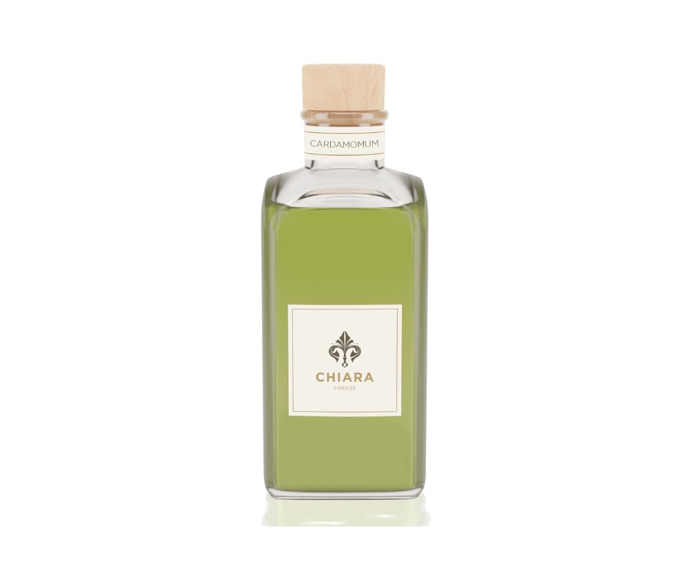 Chiara Firenze Raumduft Cardamomum 200 ML Flasche + Stäbchen Made in Italy Mandarinenblätter - Cardamomum – Zedernholz