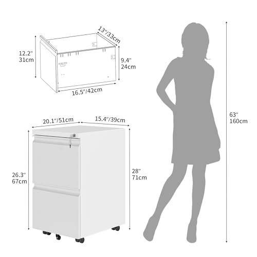 YITAHOME Rolling Filing Cabinet with Lockable Drawers - Home Office Storage - Image 3