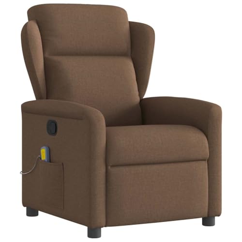 KTHLBRH Sillón reclinable con Masaje de Tela marrón Sillón Reclinable Eléctrico con Función de Inclinación y Asiento Cómodo