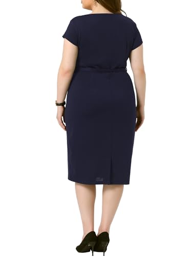 Image of Agnes Orinda Plus Size Office Dress for Women 50s 60s Vintage Pencil Dress Bodycon Wear to Work Dresses