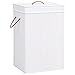 vidaXL Cesto Portabiancheria Contenitore per Bucato Panni Bagno Cestino Canestro Organizzatore Box Vimini Lavanderia Accessori in bambù Bianco