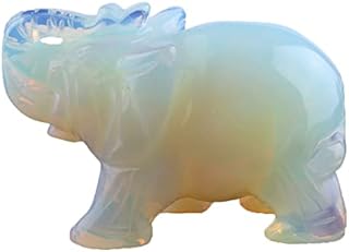Crystal Ornaments, Opalite Crystal Elephant Ornament Animal Figurine Collection,Healing Crystal Energy Gemstone Reiki Statue Home Office Decor, Lucky Figurine Decoration Craft Ornament-1.5 Inch