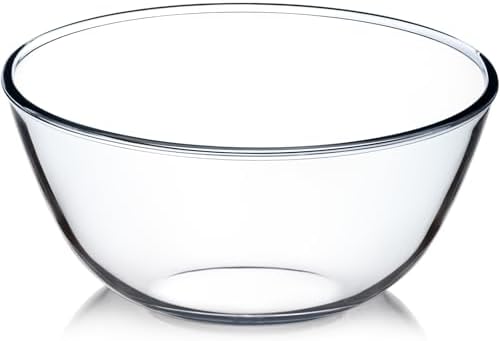 NUTRIUPS 4.5 Quart Large Glass Mixing Bowl, Clear Large Salad Bow...