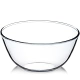 NUTRIUPS 4.5 Quart Large Glass Mixing Bowl, Clear Large Salad Bowls Glass Big Mixing Bowls for Kitchen