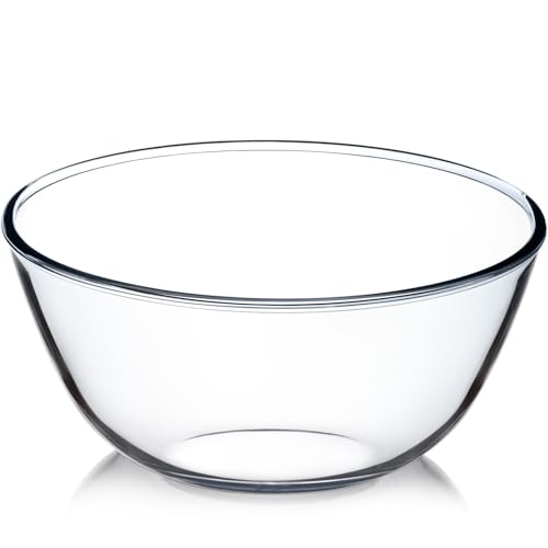 NUTRIUPS 4.7 Quart Large Glass Mixing Bowl, Clear Large Salad Bowls Glass Big Mixing Bowls for Kitchen