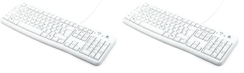 Logitech K120 Teclado con Cable Business para Windows, Disposición QWERTZ Alemán, Blanco (Paquete de 2)