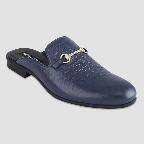 Image of Ezok Men's Leather Casual Mule Loafers | Stylish Slip-On Back Open Shoes for Party, Office & Casual Wear