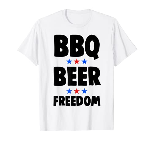 Funny Beer BBQ Freedom Tee Shirt Men American Graphic Gifts Camiseta
