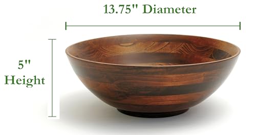 Lipper International Beechwood Cherry Finished Footed Serving Bowl for Fruits or Salads, Large, 13.75" Diameter x 5" Height, Single Bowl,216.41 fluid ounce - Image 3