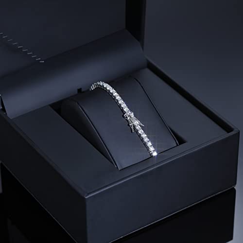 Oyogaa （5.00-32.00 Carat D Vvs1 925 Sterling Silver Platinum Plated Created Moissanite By Gem Stone Diamond Tennis Bracelet For Men Women (Round 3-5Mm, 7 To 8 Inch) (3Mm Silver, 7Inch) #TOP7