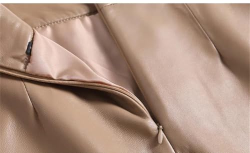 Women Spring Autumn Fashion Genuine Leather Midi Wrap Skirt Long Slim Sheepskin Irregular Skirts4