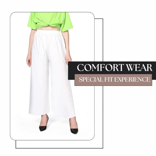 Pranjal Women's Premium Regular Fit Rayon Palazzo - Free Size, Fits Up to 2XL, Stylish & Comfortable (Plazo_P)