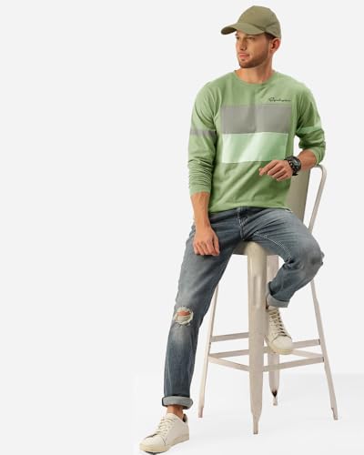 Image of Noble Monk Men Full Sleeve Round Neck T-Shirt | Printed Sleeves |Regular fit Tshirt for Men