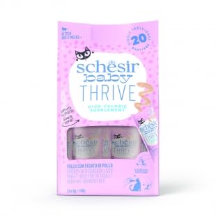 Schesir Cat Baby, cibo umido per gattini da 0 a 6 mesi (pollo con fegato di pollo, 8 confezioni x 20 tubi x 8 gr)
