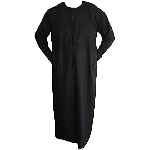 SHI Boutique Mens Navy Jubba Throbe Emirati Arab Islamic Kaftan Kurti Sizes 52-62 (Size 58) Cover