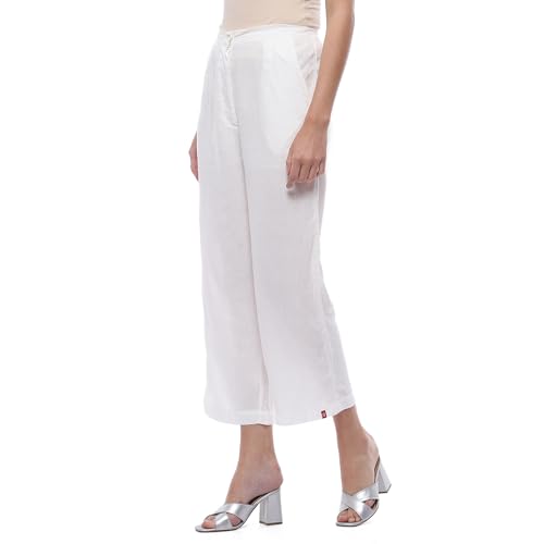Image of BIBA Women Cotton Loose Solid Pants