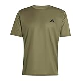 adidas Men’s Workout Essentials Base 3-Stripes T-Shirt, Olive strata/Black, XL