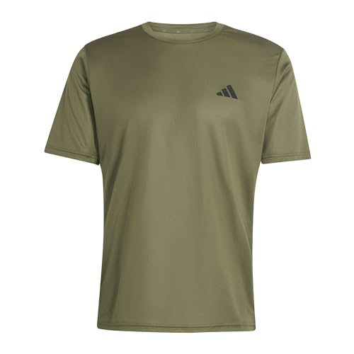 adidas Men's Workout Essentials Base 3-Stripes T-Shirt, Olive strata/Black, S