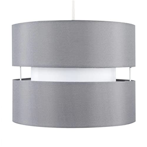 MiniSun | Modern 2 Tier Ceiling Light Shade in a Grey Finish | Pendant Lights, Home Décor & Improvement Essential | 260mm Shade Width