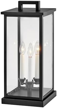 Hinkley Weymouth Three Light Large Outdoor Pier Mount Lantern, Black
